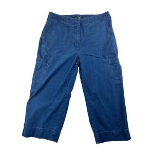 Vintage 90's Lauren Ralph Lauren Cropped Cargo Jeans Women 10‎ 30 Blue Straight